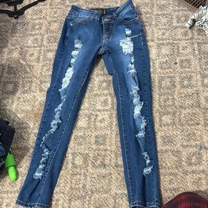 Distressed Blue Women Jeans